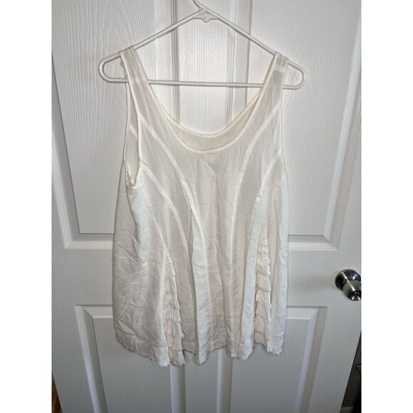 Intimately Free People Ruffle Long Tunic Mini Dress Tank Cream Size XS Boho - Picture 9 of 11